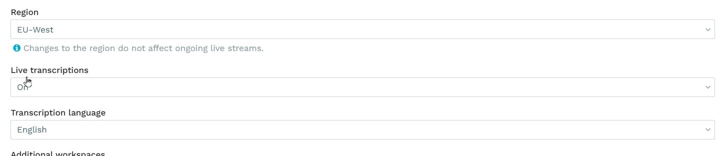 Live transcriptions livesource setting