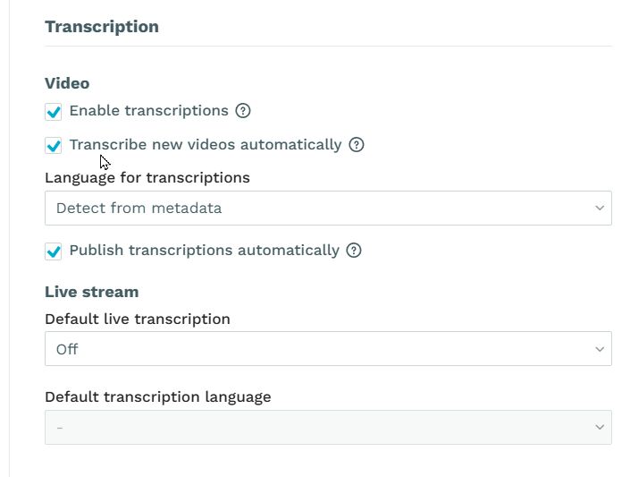 Live transcriptions workspace setting