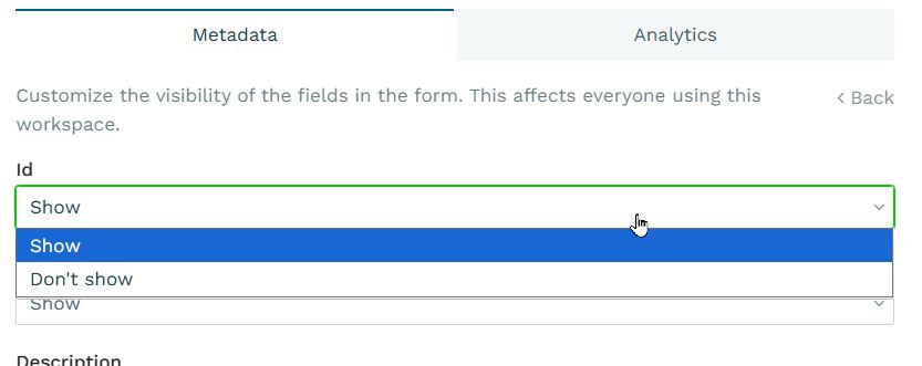 Metadata field selection
